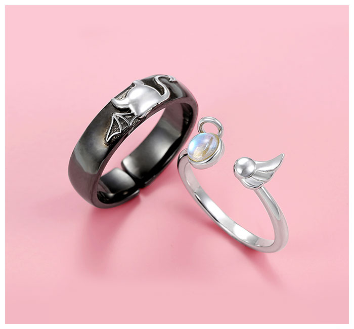 Angel Wing Ring with Birthstone