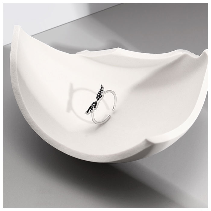 Black Diamond Angel Wing Ring