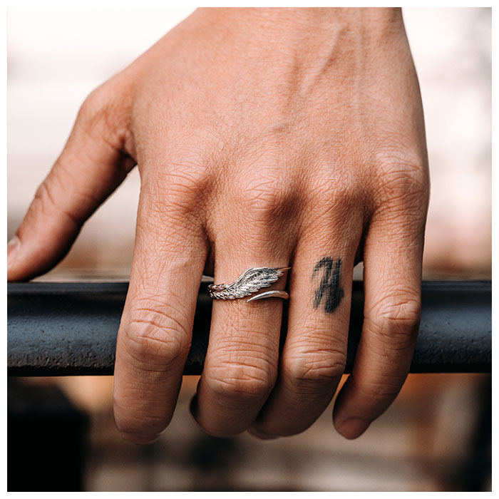 Silver Angel Wing Ring