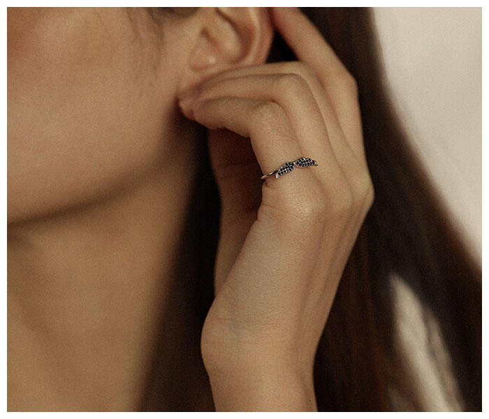 Black Diamond Angel Wing Ring