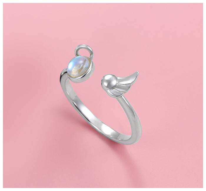 Angel Wing Ring with Birthstone